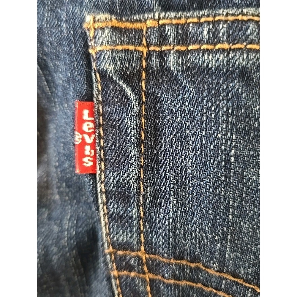 Levi's 505 Denim Shorts Youth 16 ‎ Dark Washed Blue Knee Length Pre Owned - Picture 6 of 7